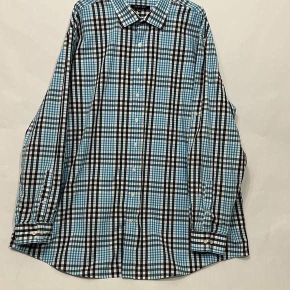Synergy Organic Clothing Other - SYNRGY Button Long Sleeve Plaid Shirt Blue Black Gray Men Size 4XL-Tall